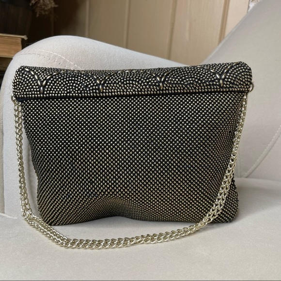 90s Vintage Black Gold Studded Shoulder Bag Chain Strap Retro Fun - Picture 2 of 6